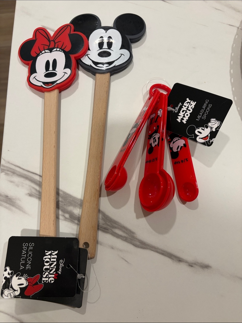 Disney Minnie & Mickey Spatula, Measuring Spoon Set, towel and oven mitt